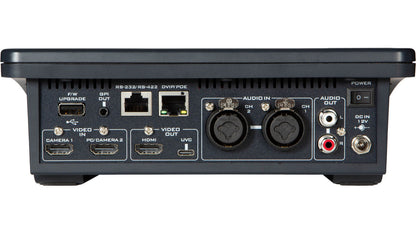 Datavideo iCast Mini 2 channel 4K all-in-one switcher with PTZ control with presets and auto tracking control, all from a touch screen panel.