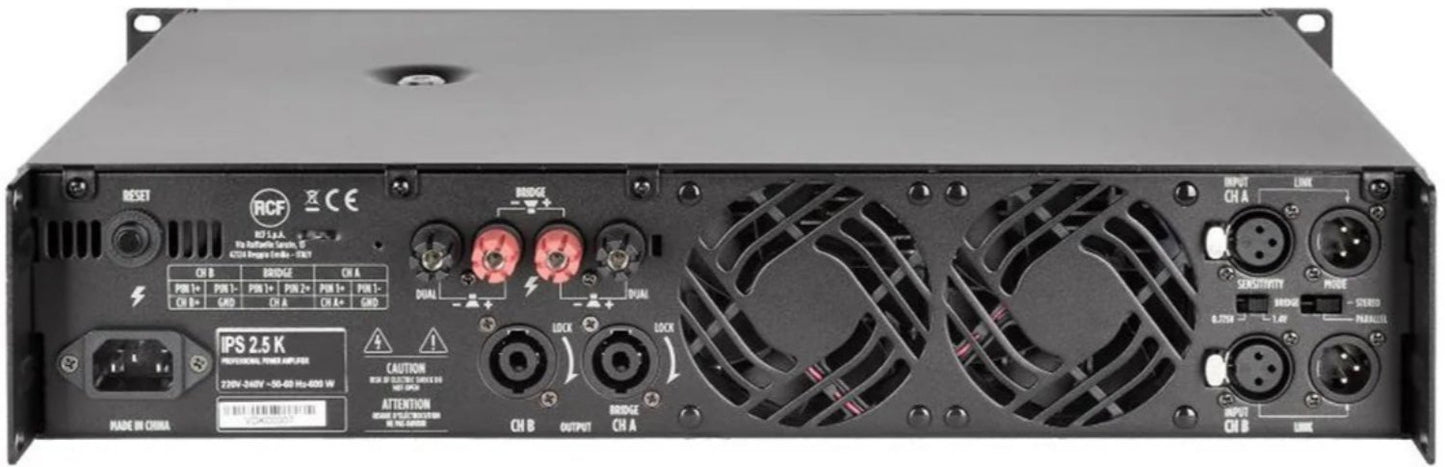 RCF IPS 2.5K Class H 2 Channel Power Amplifier - 2x 1250 Watt - PSSL ProSound and Stage Lighting