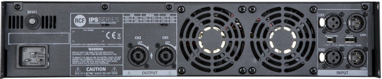 RCF IPS 2700 Class HD 2 Channel Power Amplifier - 2x 1100 Watt - PSSL ProSound and Stage Lighting