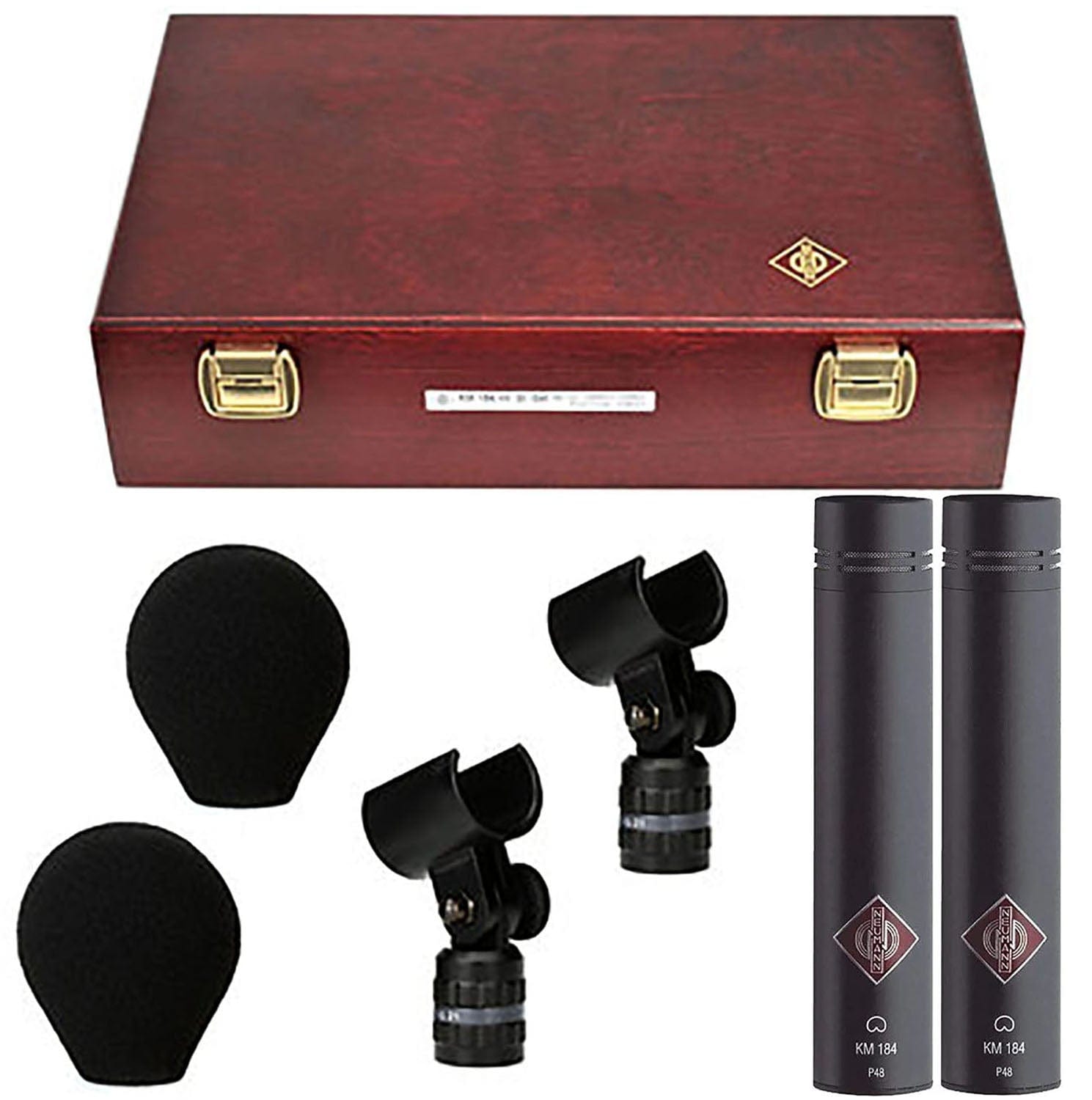 Neumann KM-184-MT-STEREOSET Stereo Microphone Set - 2x KM 184/2x SG 21 BK/2x WNS 100/Box - Black - PSSL ProSound and Stage Lighting