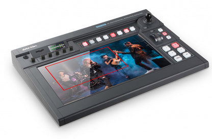 Datavideo KMU-300 4K Multi-camera processing switcher with built-in PTZ camera control, streaming and recording. It can be set up to do vertical video as well as horizontal (16:9).