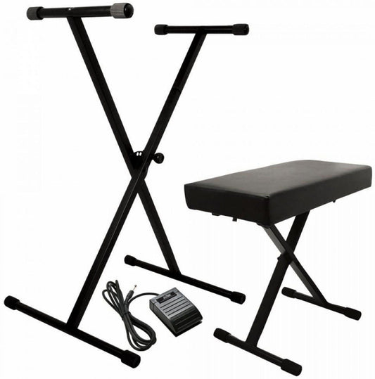 On-Stage KPK6520 CB Keyboard Stand and Bench Pack with Keyboard Sustain Pedal - PSSL ProSound and Stage Lighting
