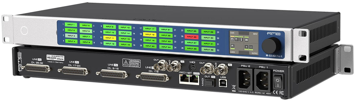 RME M32-AD-PRO-II-D 32-Channel High-End 192 kHz AD Converter with Dante and MADI - PSSL ProSound and Stage Lighting