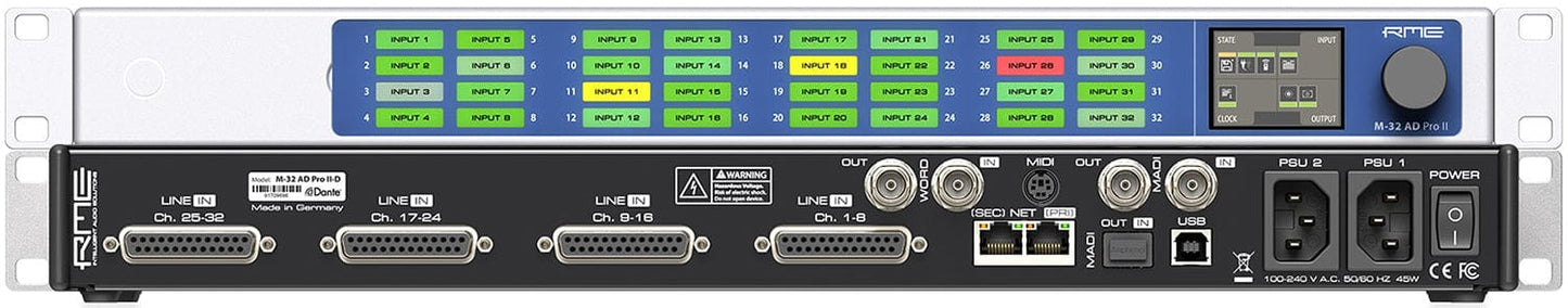 RME M32-DA-PRO-II-D 32-Channel High-End 192 kHz DA Converter with Dante and MADI - PSSL ProSound and Stage Lighting