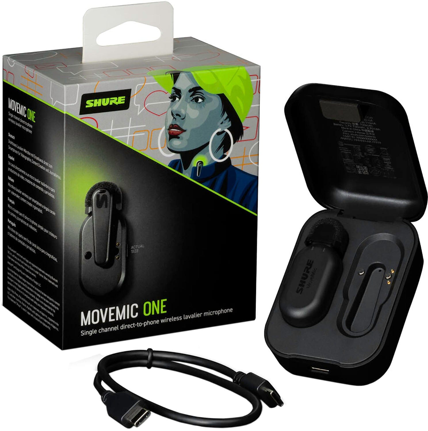 SHURE MOVEMIC ONE ワイヤレスラベリアマイク（美品） Shure MV-ONE-Z7 MoveMic Wireless Lavalier Microphone for Phones