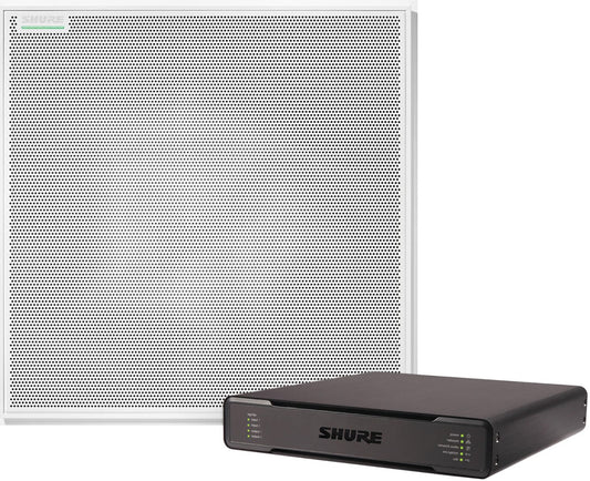 Shure MXA920W-S+P300-V Ceiling Mic and Speaker Bundle with 1x MXA920W-S and 1x P300-IMX - White - PSSL ProSound and Stage Lighting