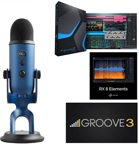 Blue 01182573 Yeti Plus Pack - Multi-Pattern USB Microphone and Software Bundle - Midnight Blue - Solotech