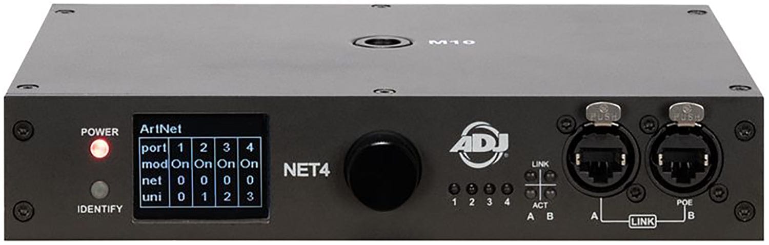 ADJ American DJ NET-4 4-Port DMX Over Ethernet Node with Wired Digital Communication Network - PSSL ProSound and Stage Lighting