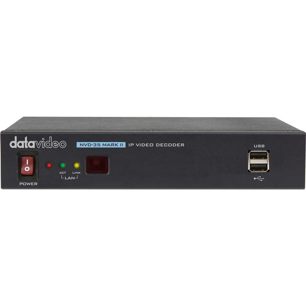 Datavideo NVD-35MK II IP video decoder. Operates on standard 10/100Mb Ethernet networks