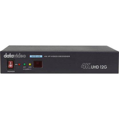 Datavideo NVD-45 4K IP video decoder. Operates on standard 10/100Mb Ethernet networks