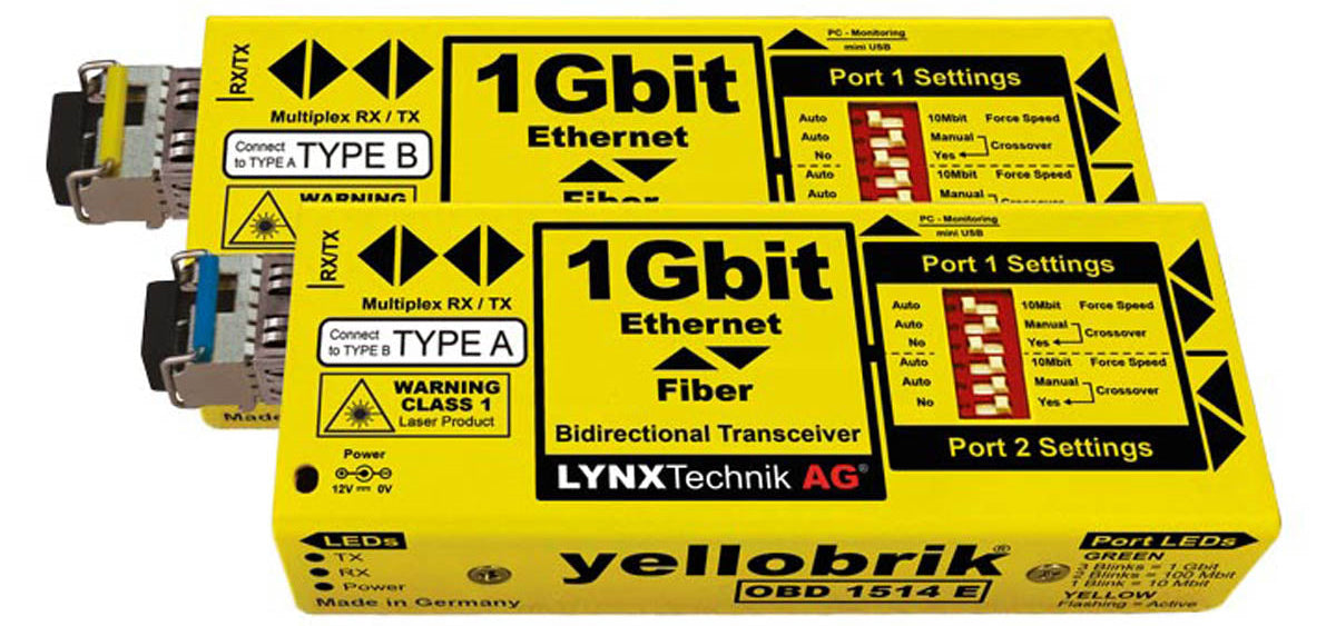 Lynx Technik AG OBD 1514 E 1GbE Ethernet Fiber Optic Bidirectional Transceiver Kit