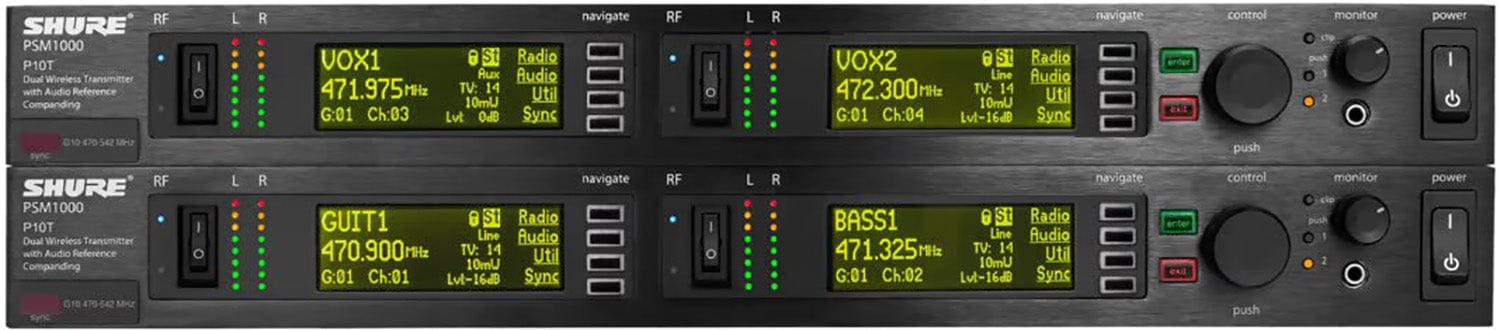 Shure P10T=-X55 Dual Transmitter for PSM 1000 Personal Monitor System - X55 Band - PSSL ProSound and Stage Lighting