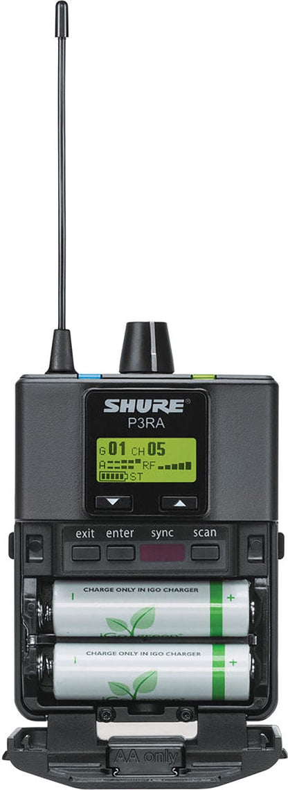 Shure P3RA=-H20 Premium Wireless Bodypack Receiver for PSM 300 Personal Monitor System - PSSL ProSound and Stage Lighting