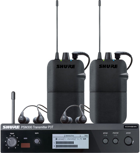 Shure P3TR112TW-J13 PSM300 Twin Pack Monitor System with Earphones - PSSL ProSound and Stage Lighting