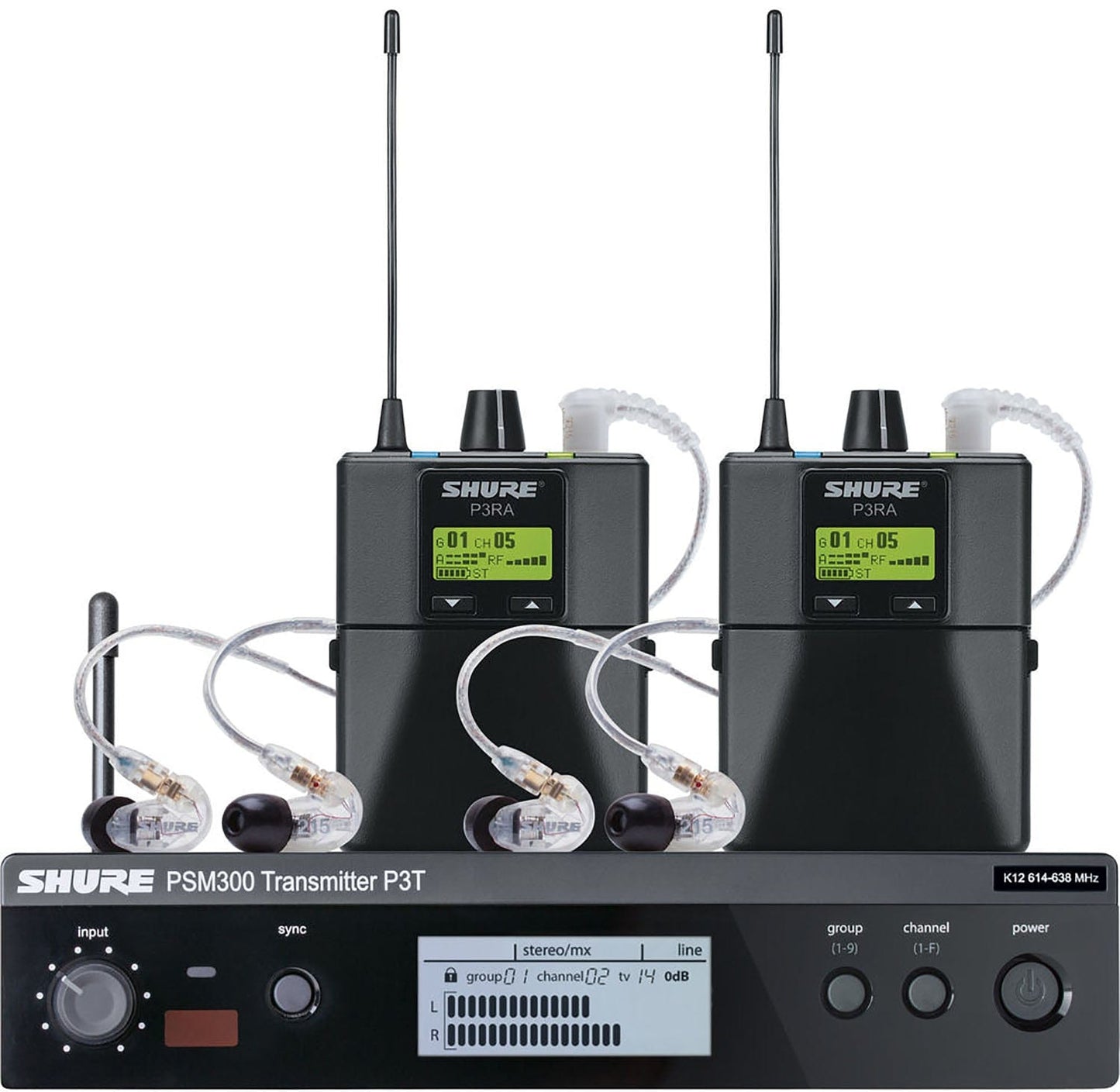 Shure P3TRA215TWP-G20 PSM300 Twinpack Pro Monitoring System with Earphones - G20 Frequency - PSSL ProSound and Stage Lighting