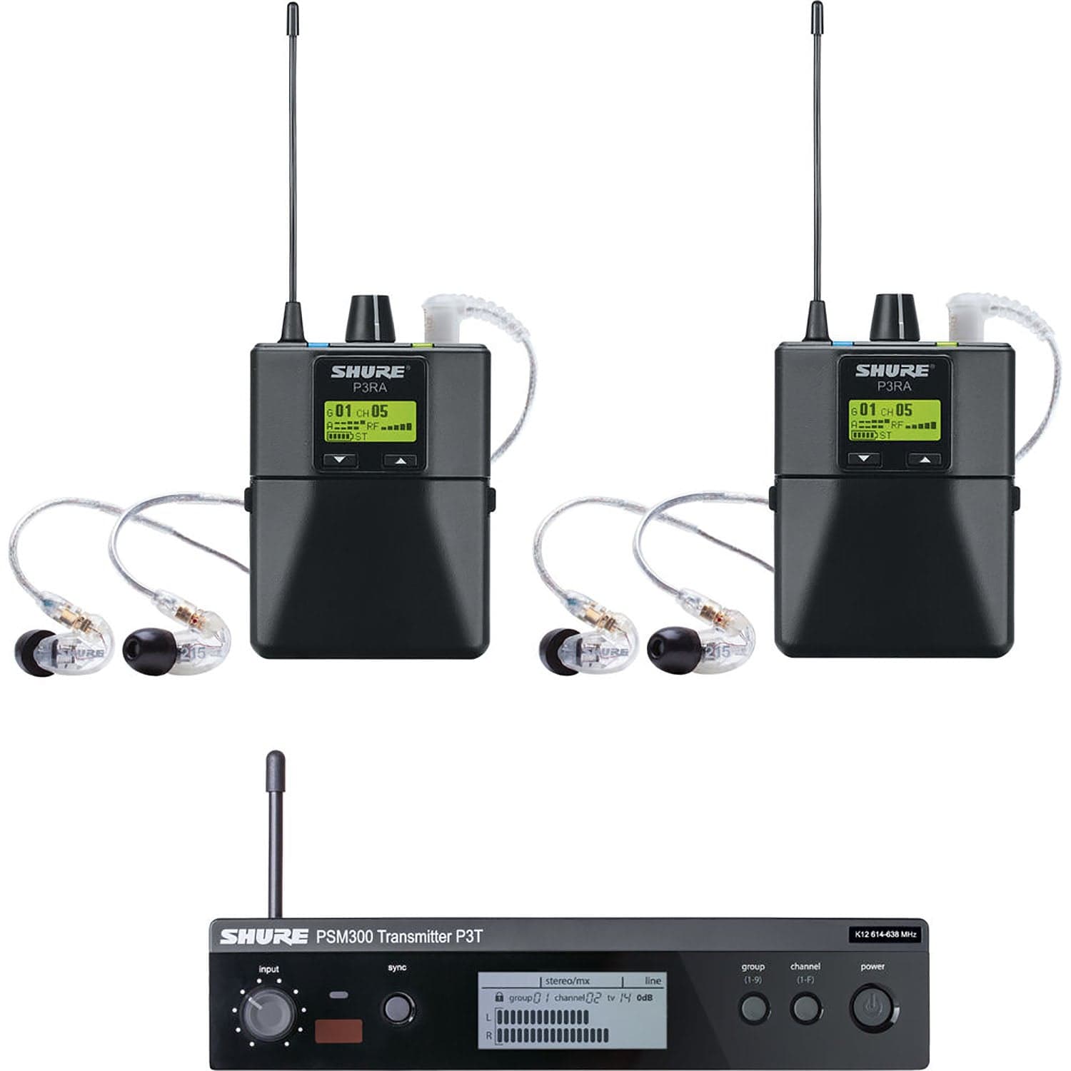 Shure P3TRA215TWP-G20 PSM300 Twinpack Pro Monitoring System with Earphones - G20 Frequency - PSSL ProSound and Stage Lighting