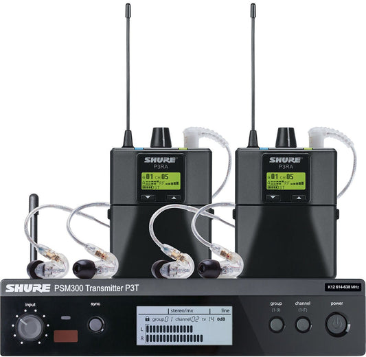 Shure P3TRA215TWP-H20 PSM300 Twinpack Pro Monitoring System with Earphones - H20 Frequency - PSSL ProSound and Stage Lighting