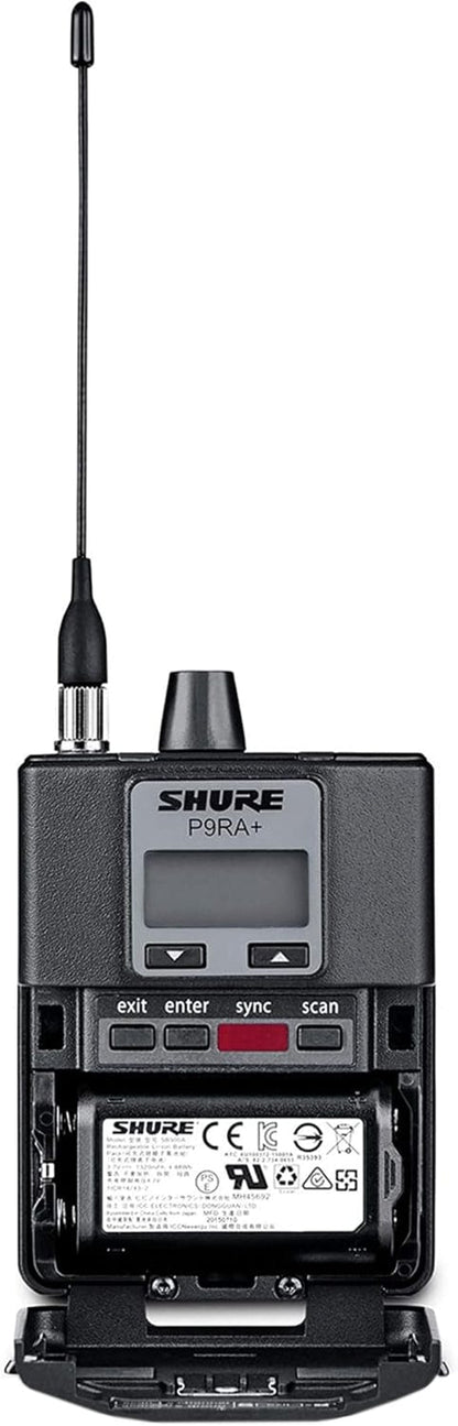 Shure P9RA+=-G6 Rechargeable Bodypack Receiver for Shure PSM900 Personal Monitor System - G6 Band - PSSL ProSound and Stage Lighting