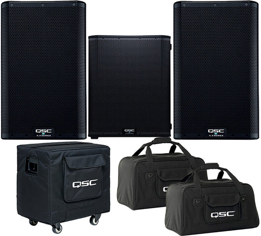 QSC K8.2 (x2) and KS118 (x1) with Totes and Cover - PSSL ProSound and Stage Lighting