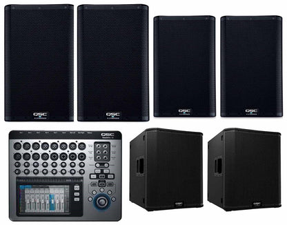 QSC Small Stage PA System with Speakers Sub and Monitors with K12.2 (x2) K8.2 (x2) and KS118 (x2) - ProSound and Stage Lighting