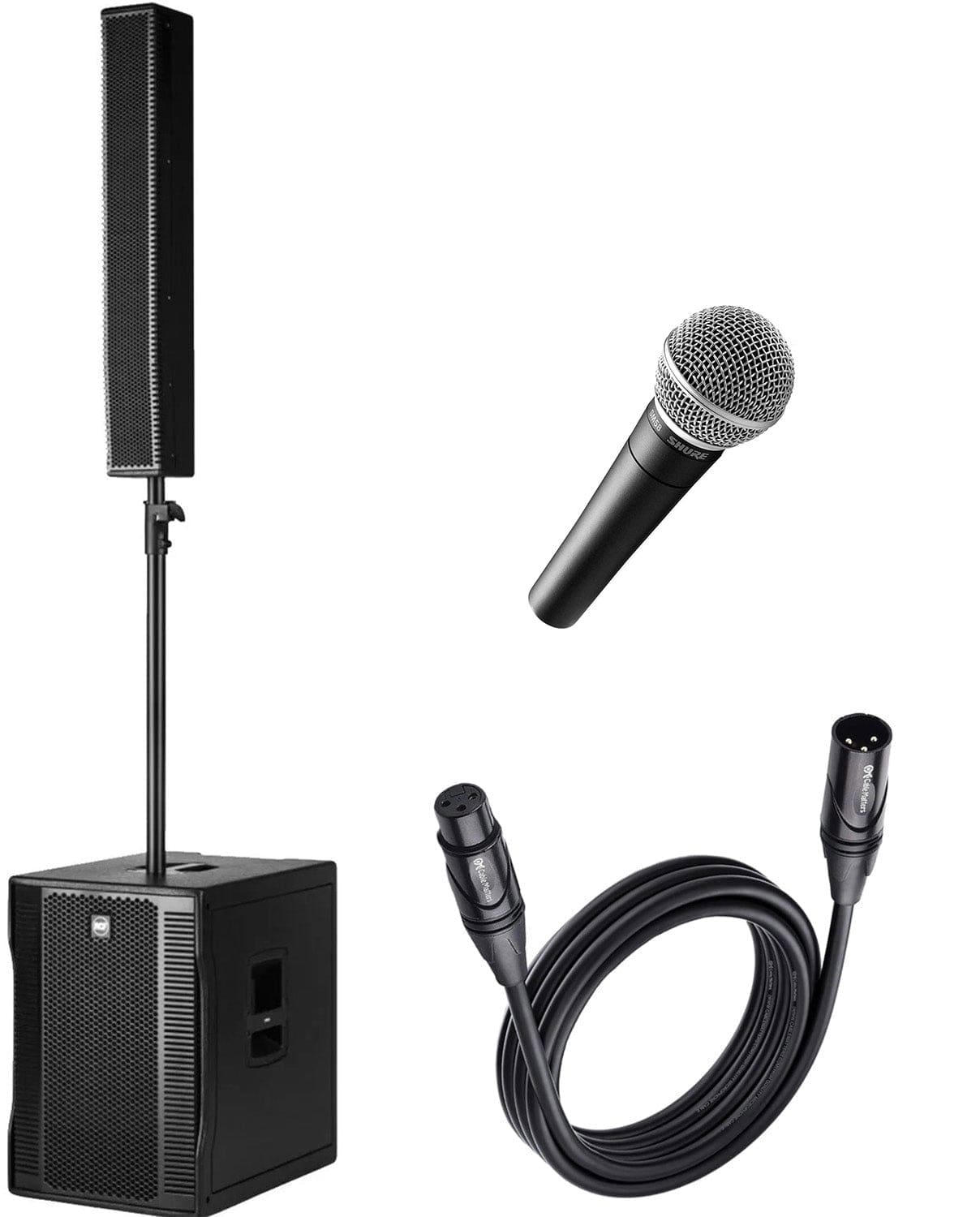 RCF EVOX-12 Powered Portable PA System with Shure SM58-LC and XLR Cable - PSSL ProSound and Stage Lighting