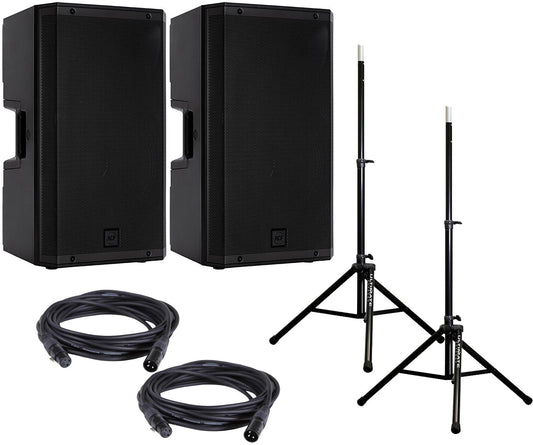 RCF ART-915A 15-Inch Powered Loudspeaker (x2) with Stands and Cables - PSSL ProSound and Stage Lighting