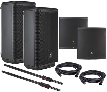 JBL EON718S 18-Inch Sub (x2) and EON 715 Speakers (x2) with Sub Poles and Cables - PSSL ProSound and Stage Lighting