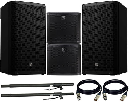 Electro-Voice ZXA1 12-Inch Sub (x2) and ZLX15-G2 Speakers (x2) with Sub Poles and Cables - PSSL ProSound and Stage Lighting