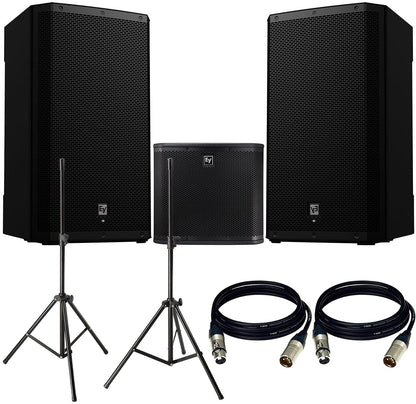 Electro-Voice ZXA1 12-Inch Sub (x1) and ZLX15-G2 Speakers (x2) with Stands and Cables - PSSL ProSound and Stage Lighting