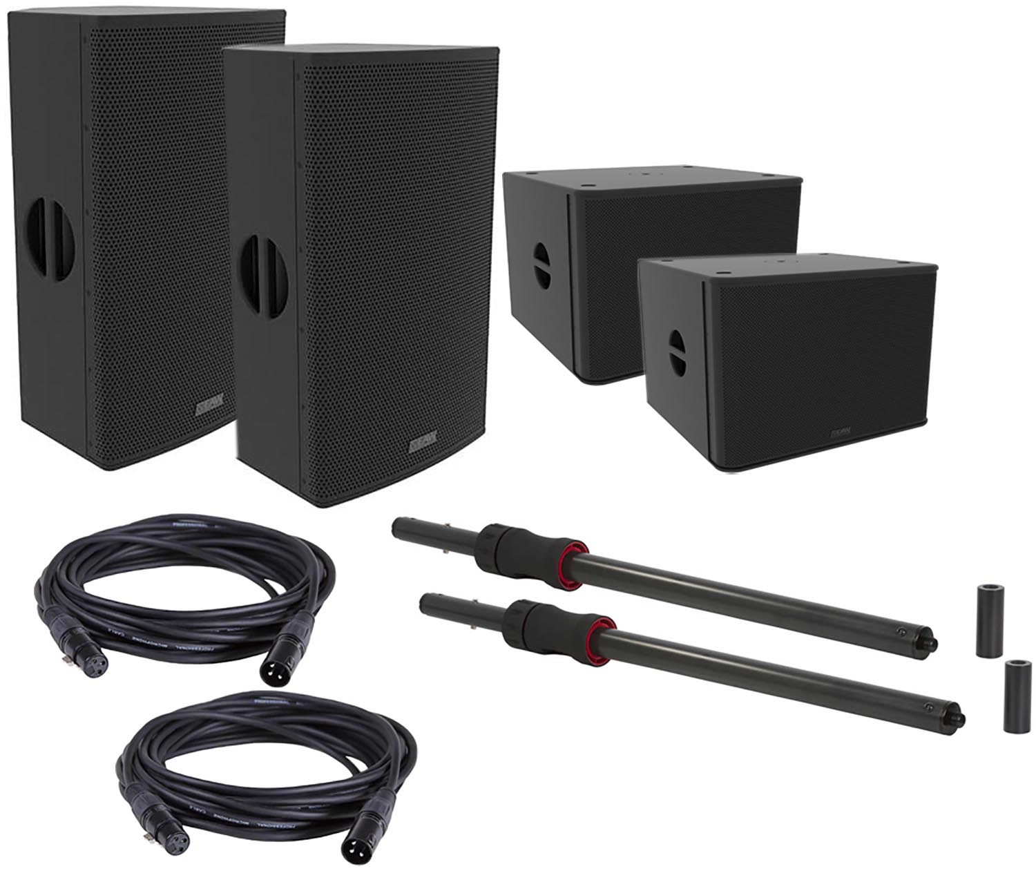 EAW RS153 Powered Speakers (x2) RS118 Powered Sub (x2) with Sub Poles and Cables - PSSL ProSound and Stage Lighting