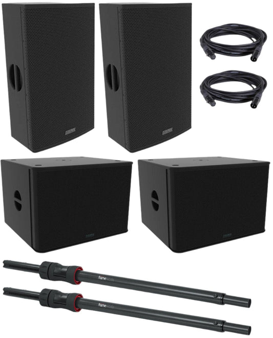 EAW RS123 Powered Speakers (x2) RS115 Powered Sub (x2) with Sub Poles and Cables - PSSL ProSound and Stage Lighting