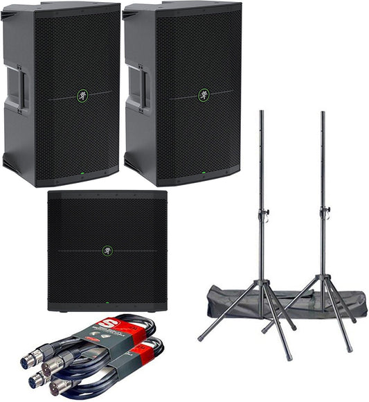 Mackie Thump212 Speakers (x2) and Thump118S (x1) with Stands and Cables - PSSL ProSound and Stage Lighting