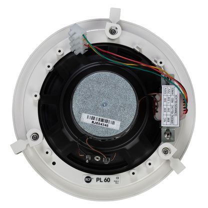RCF PL 60 6" Twin-Cone Flush Mounting Ceiling Speaker, White, 6W, 70-100V