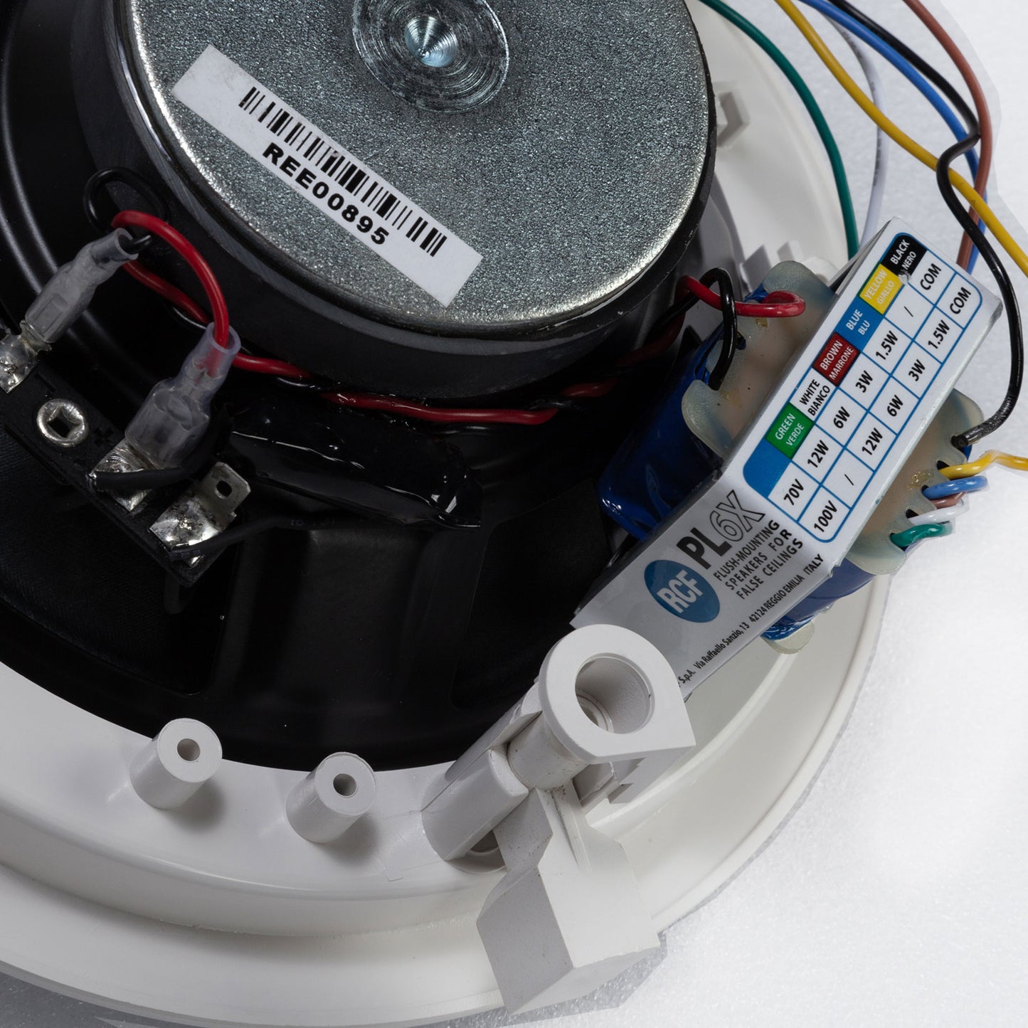 RCF PL 6X 6" Coax Flush Mnt. Ceil. Speaker With Line Transf., 12W, IP 44 (White)