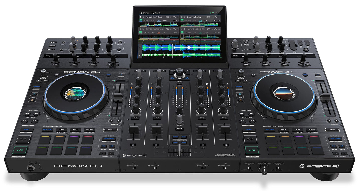 Denon Prime 4 Plus 4-Deck Standalone DJ Controller w/ Amazon Music - PSSL ProSound and Stage Lighting