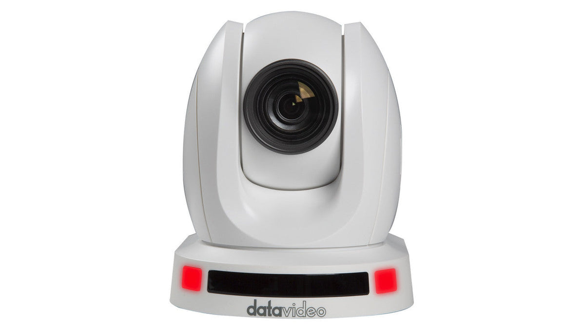 Datavideo PTC-145TW 20x HDBaseT 1080p, 3G-SDI, and HDMI Tracking PTZ Camera without receiver in white.