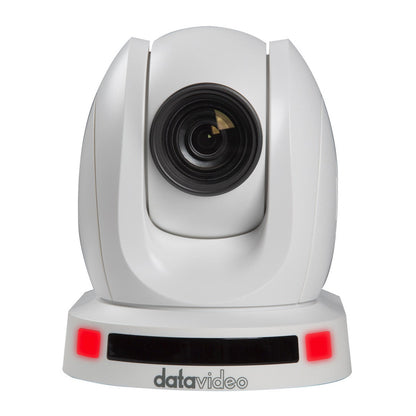 Datavideo PTC-145W 20x NDI/HX 1080p, 3G-SDI, and HDMI Tracking PTZ Camera in white.