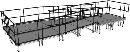 IntelliStage R24SBWAL Switchback Wheelchair Ramp with Landing for 24 Inch Stages - Aluminum Finish - PSSL ProSound and Stage Lighting