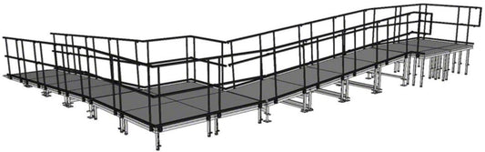 IntelliStage R3290WAL 90 Degree Wheelchair Ramp with Landing for 32 Inch Stages - Aluminum Finish - PSSL ProSound and Stage Lighting