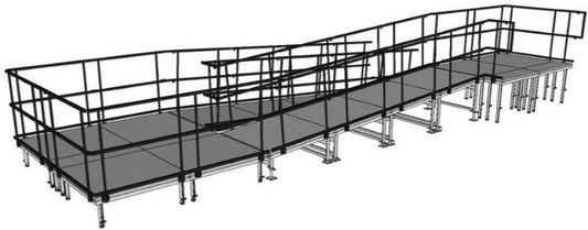 IntelliStage R32SBWAL Switchback Wheelchair Ramp with Landing for 32 Inch Stages - Aluminum Finish - PSSL ProSound and Stage Lighting