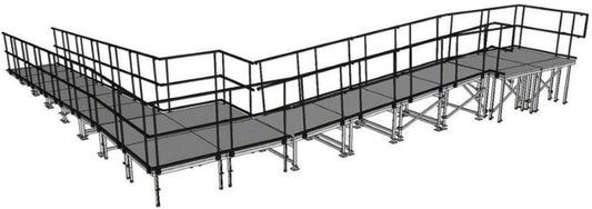 IntelliStage R4090WAL 90 Degree Wheelchair Ramp with Landing for 40 Inch Stages - Aluminum Finish - PSSL ProSound and Stage Lighting