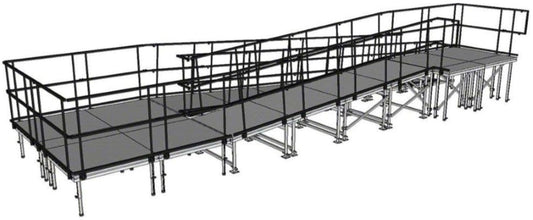 IntelliStage R40SBWAL Switchback Wheelchair Ramp with Landing for 40 Inch Stages - Aluminum Finish - PSSL ProSound and Stage Lighting