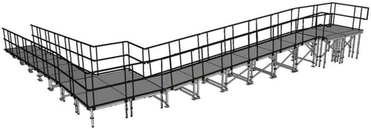 IntelliStage R4890WAL 90 Degree Wheelchair Ramp with Landing for 48 Inch Stages - Aluminum Finish - PSSL ProSound and Stage Lighting