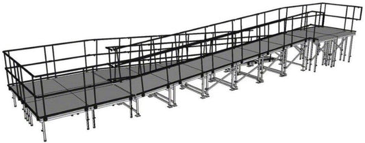 IntelliStage R48SBWAL Switchback Wheelchair Ramp with Landing for 48 Inch Stages - Aluminum Finish - PSSL ProSound and Stage Lighting