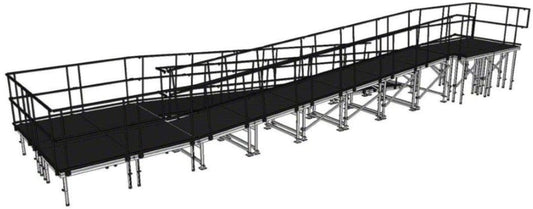 IntelliStage R48SBWI SwitchBack Wheelchair Ramp with Landing for 48 Inch Stages - Industrial Finish - Black - PSSL ProSound and Stage Lighting