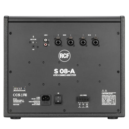 RCF S-08-A Active (4 X 250W @ 4 OHM) 8" Subwoofer for Satelite System, 4 Channels, Bluetooth