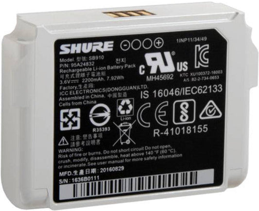 Shure SB910 Rechargeable Battery for ADX1 and ADX1LEMO3 Transmitters - PSSL ProSound and Stage Lighting