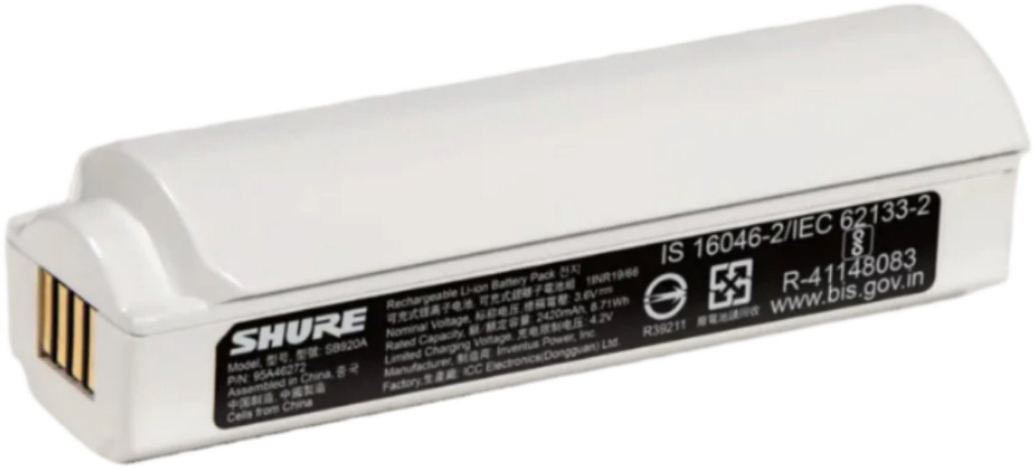 Shure SB920A Lithium-Ion Rechargeable Battery for ADX Series Transmitters - PSSL ProSound and Stage Lighting