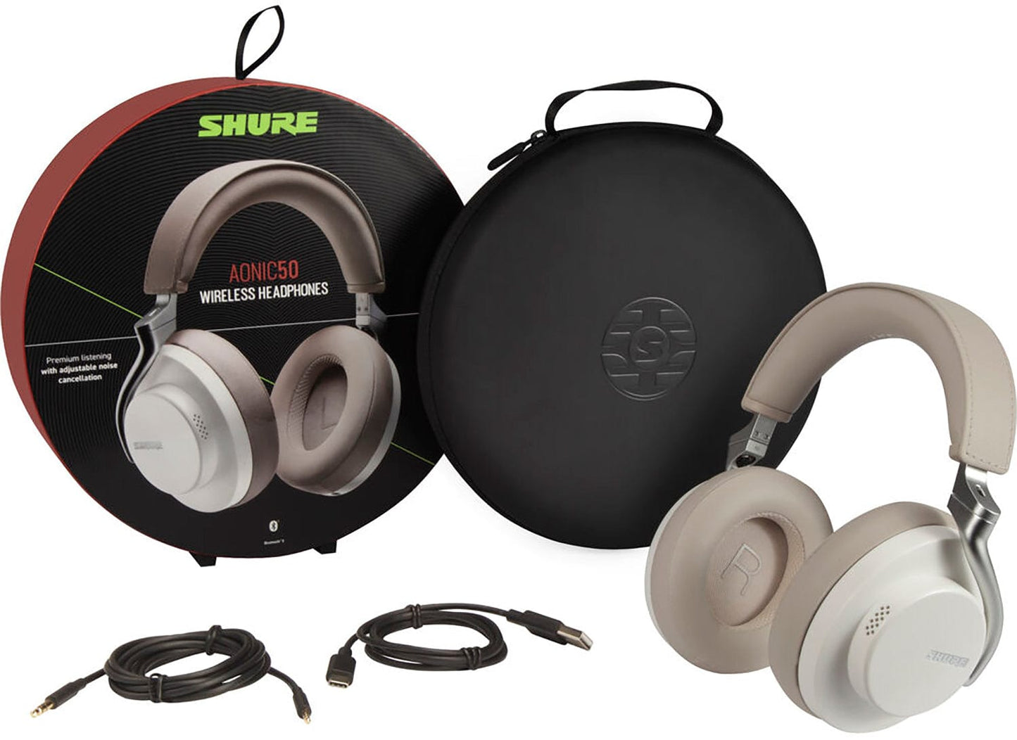 Shure SBH2350-WH AONIC 50 Wireless Noise-Canceling Headphones - White - PSSL ProSound and Stage Lighting