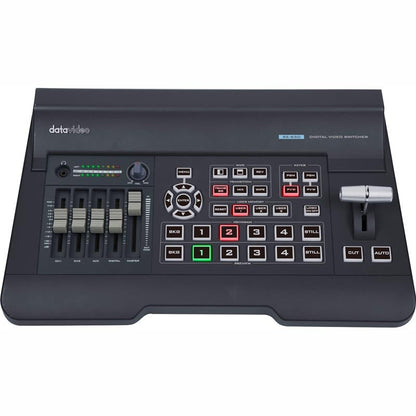 Datavideo SE-650 4 input HD video switcher with HD-SDI and HDMI inputs. It comes with a built-in audio mixer and chromakey.